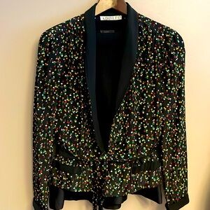 VINTAGE ADOLFO SAKS | Silk Floral Tuxedo Blazer with Waist Tie - sz 4/6